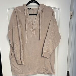 Mono B V-Neck Beige Tunic Sweater